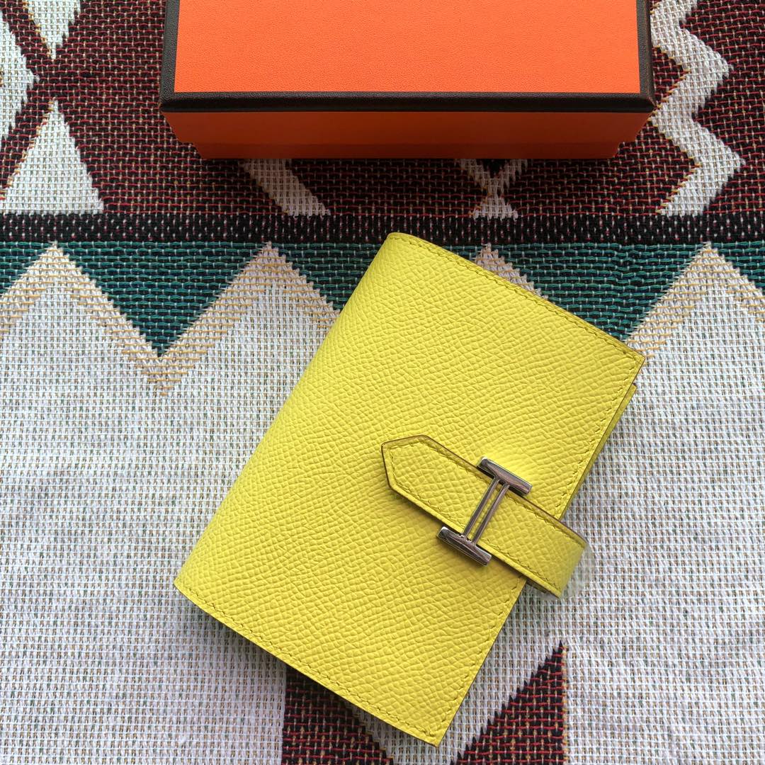 BEARN COMPACT WALLET 12 IN SUNSHINE YELLOW EPSOM LEATHER