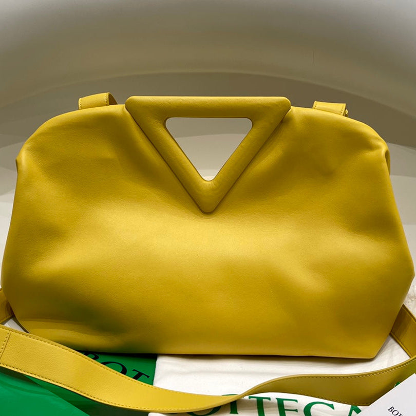 TRIANGLE HANDLE BAG 31 IN DANDELION YELLOW LAMBSKIN