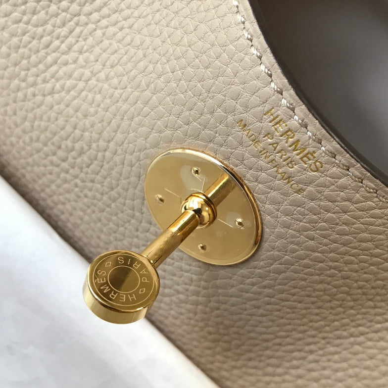 HM LINDY 30 BAG IN TAN BROWN CALFSKIN GOLD HARDWARE
