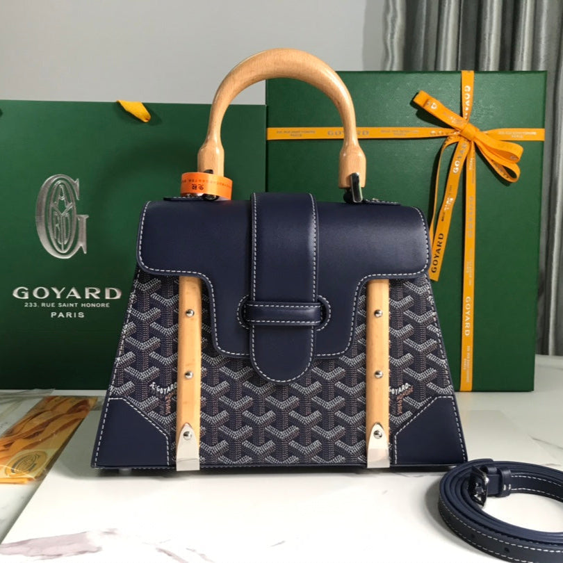 SAÏGON PM BAG 28 IN NAVY BLUE GOYARDINE CANVAS AND CALFSKIN