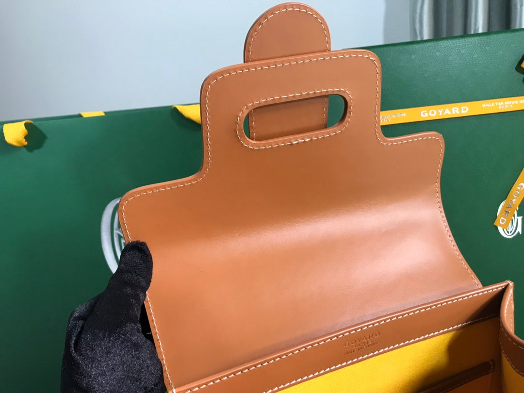 SAÏGON PM BAG 28 IN BROWN GOYARDINE CANVAS AND CALFSKIN