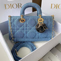 MEDIUM D-JOY BAG 26 IN LIGHT BLUE MACROCANNAGE DENIM