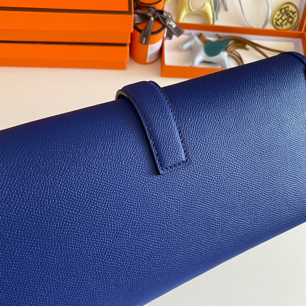 JIGE ELAN 29 CLUTCH IN COBALT BLUE CALFSKIN