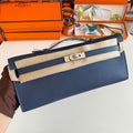 KELLY CUT 31 IN CLASSIC BLUE CALFSKIN WITH SILVER HARDWARE