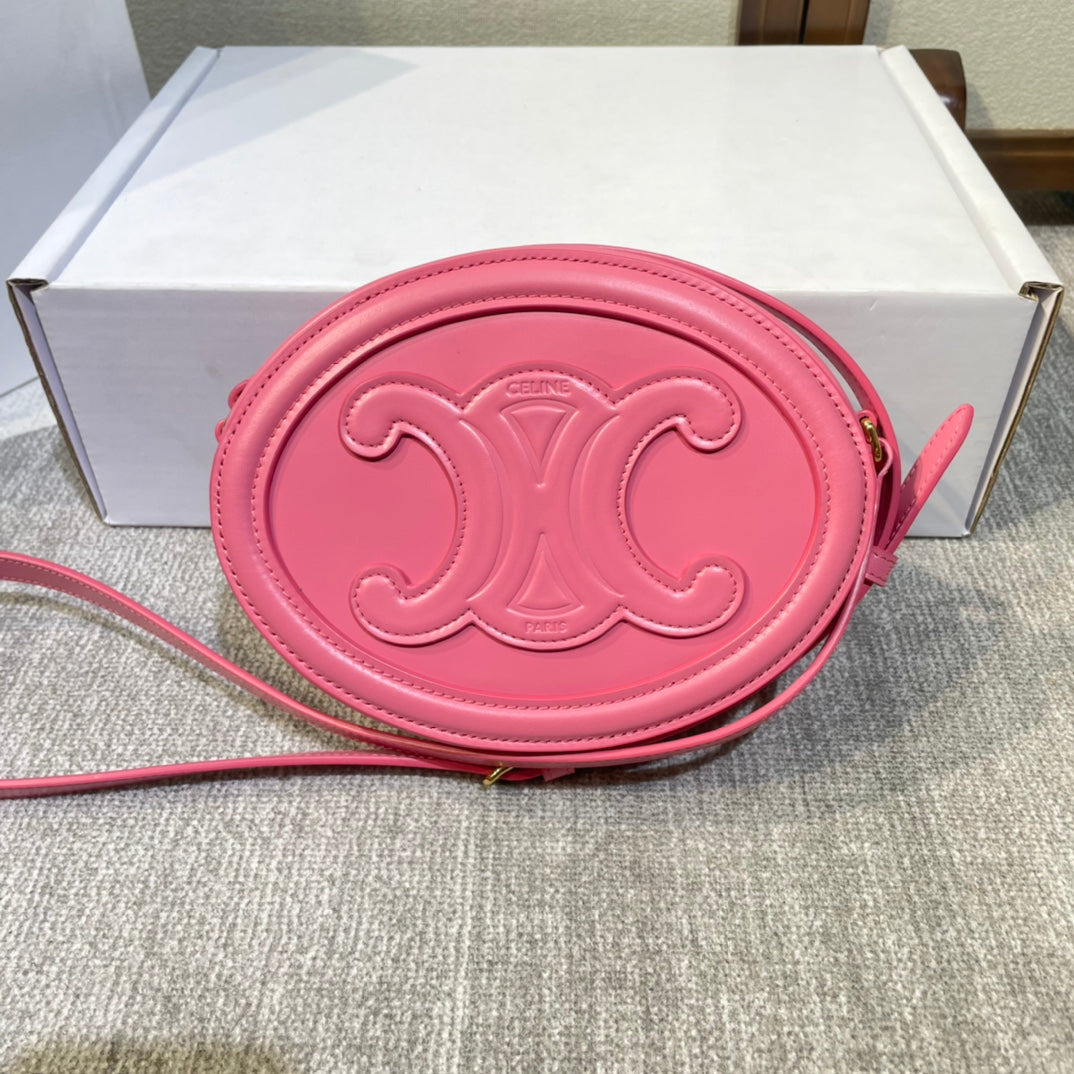 OVAL PURSE BAG 20 IN ROUGE PINK CALFSKIN