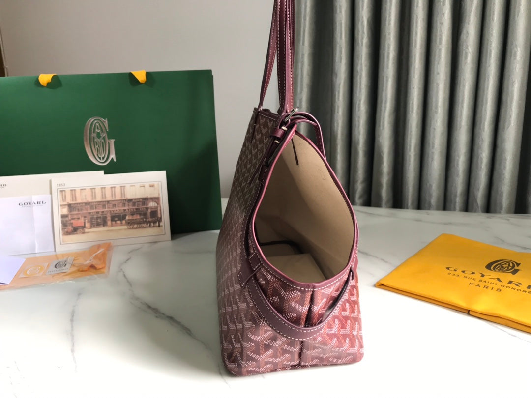 CHIEN GRIS BAG 33 IN WINE RED GOYARDINE CANVAS AND CALFSKIN TRIM
