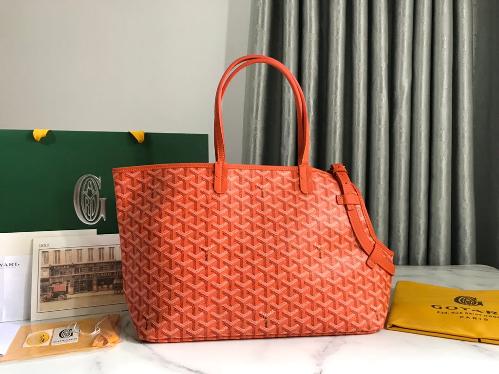 CHIEN GRIS BAG 33 IN ORANGE GOYARDINE CANVAS AND CALFSKIN TRIM