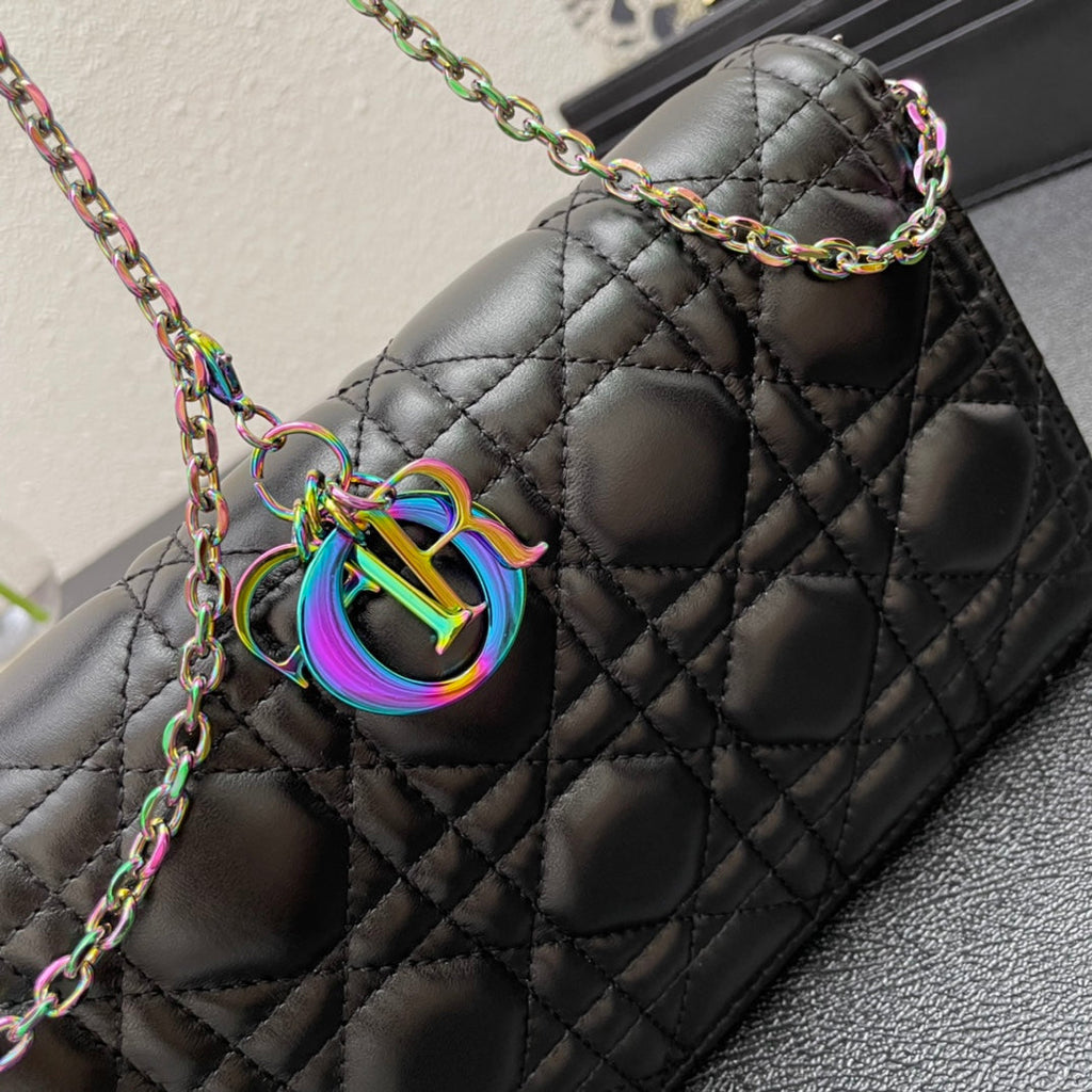 CARO SLIM POUCH 21 BAG IN BLACK CALFSKIN