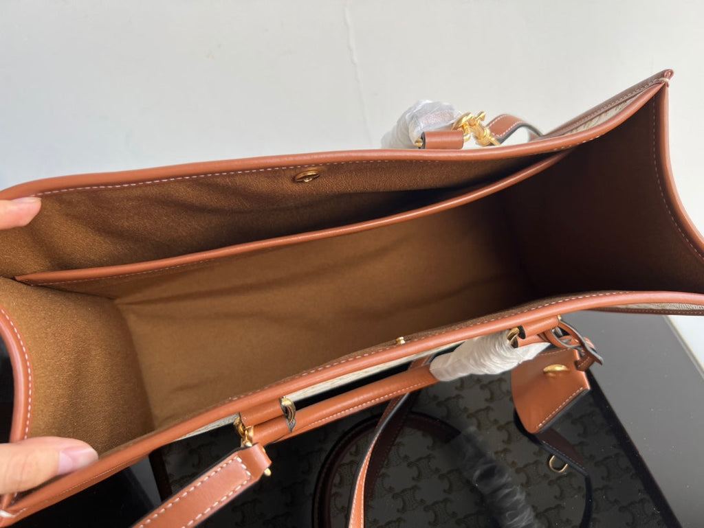 TRIOMPHE CABAS 35 WHITE CREAM CALFSKIN TOTE