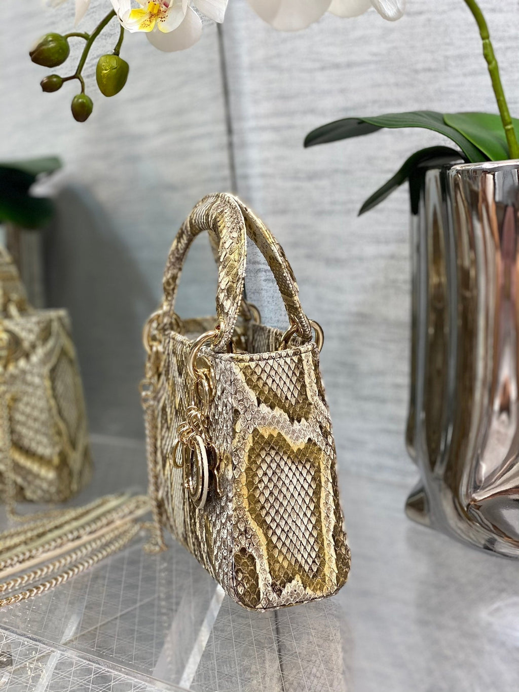 MINI LADY 17 BAG IN GOLDEN PYTHON LEATHER