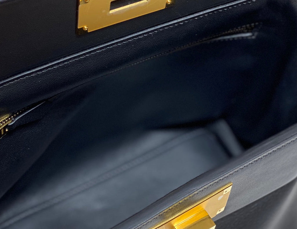 MINI 24/24 21CM IN BLACK EVERCOLOR CALFSKIN GOLD KELLY BUCKLE