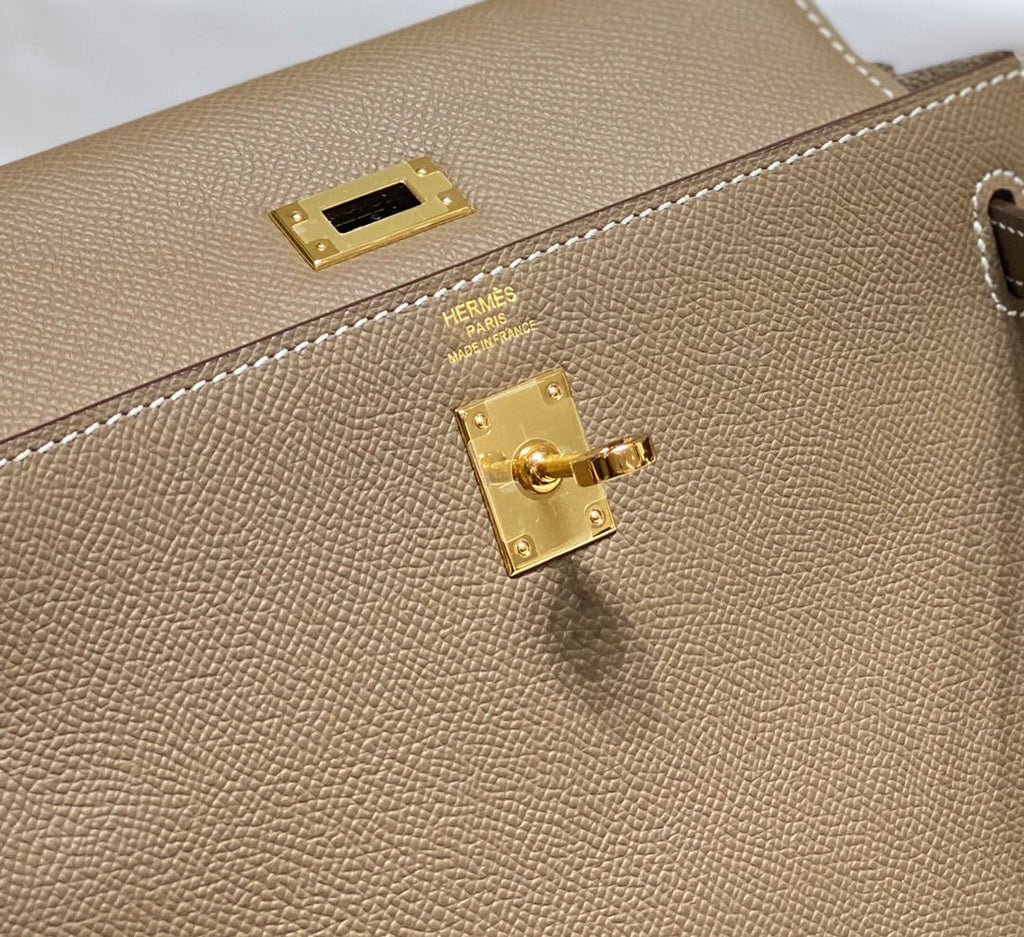 KELLY 25CM IN ETOUPE EPSOM CALFSKIN GOLD HARDWARE