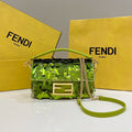 BAGUETTE MINI 19 IN LIMERICK GREEN SEQUINS GOLD HARDWARE