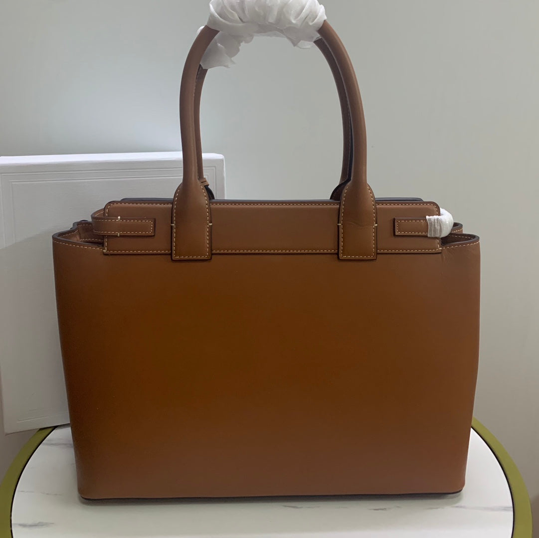 CONTI BAG 36 IN BRONZE BROWN CALFSKIN GOLD HARDWARE