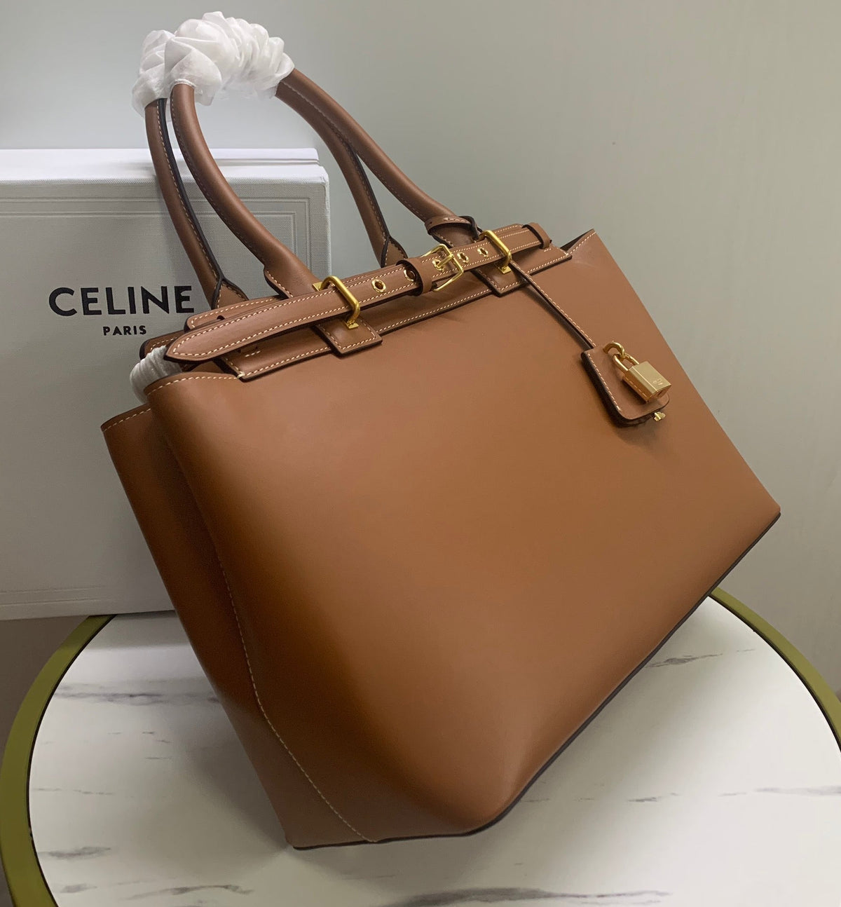 CONTI BAG 36 IN BRONZE BROWN CALFSKIN GOLD HARDWARE