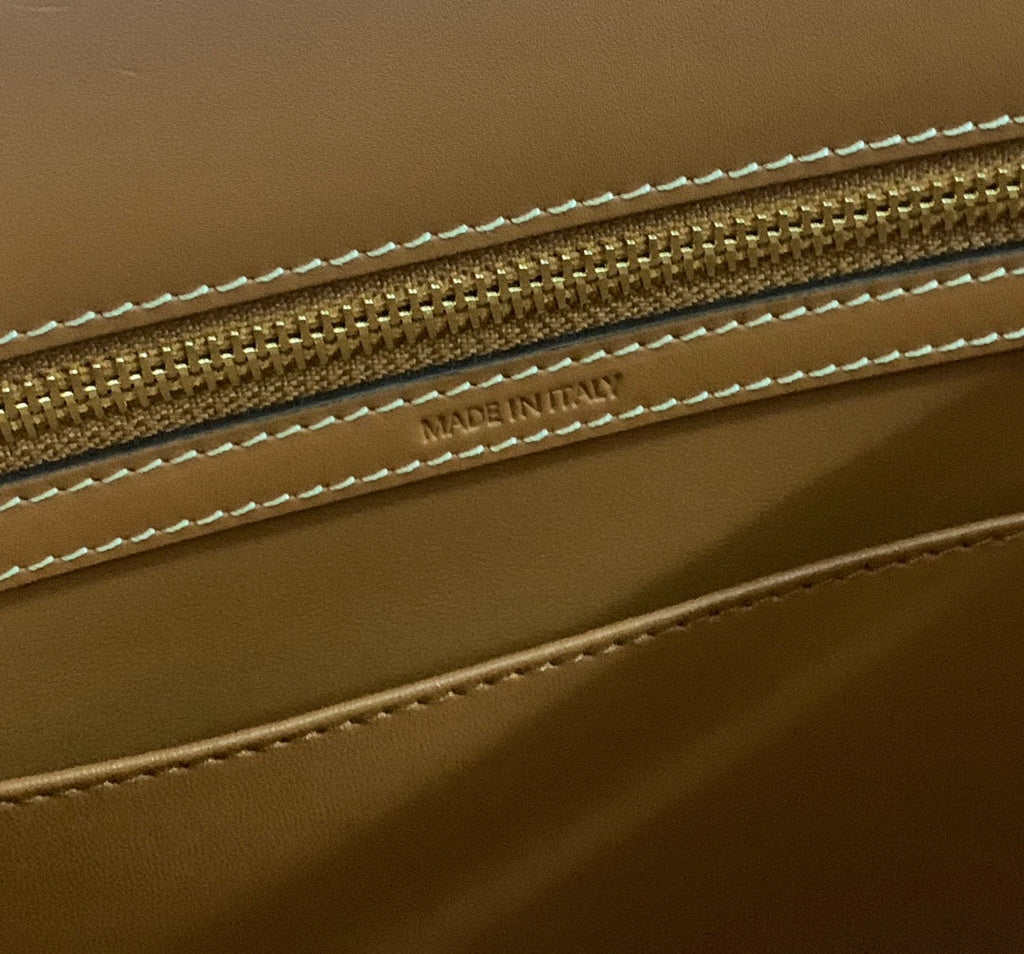 CONTI BAG 36 IN BRONZE BROWN CALFSKIN GOLD HARDWARE