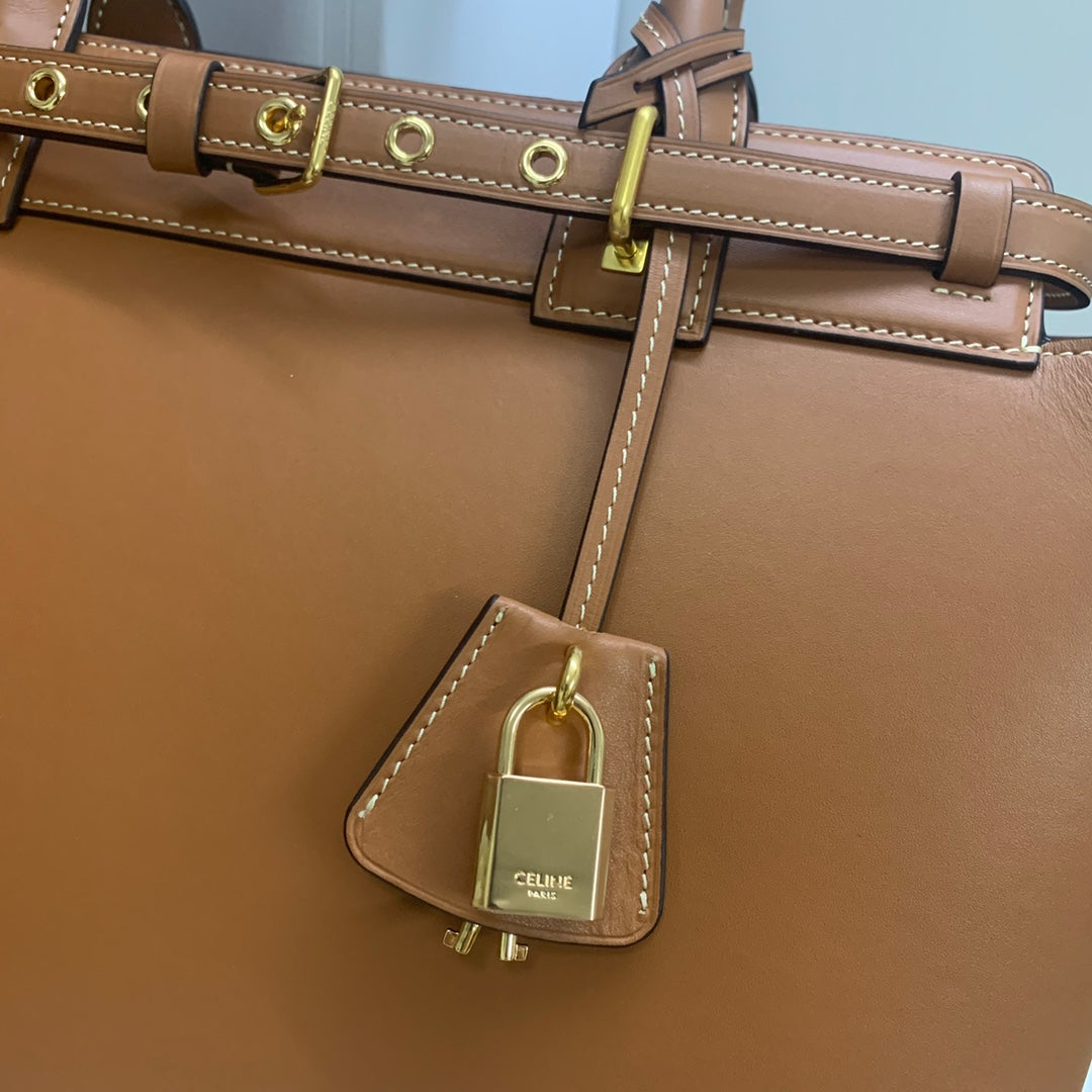 CONTI BAG 36 IN BRONZE BROWN CALFSKIN GOLD HARDWARE