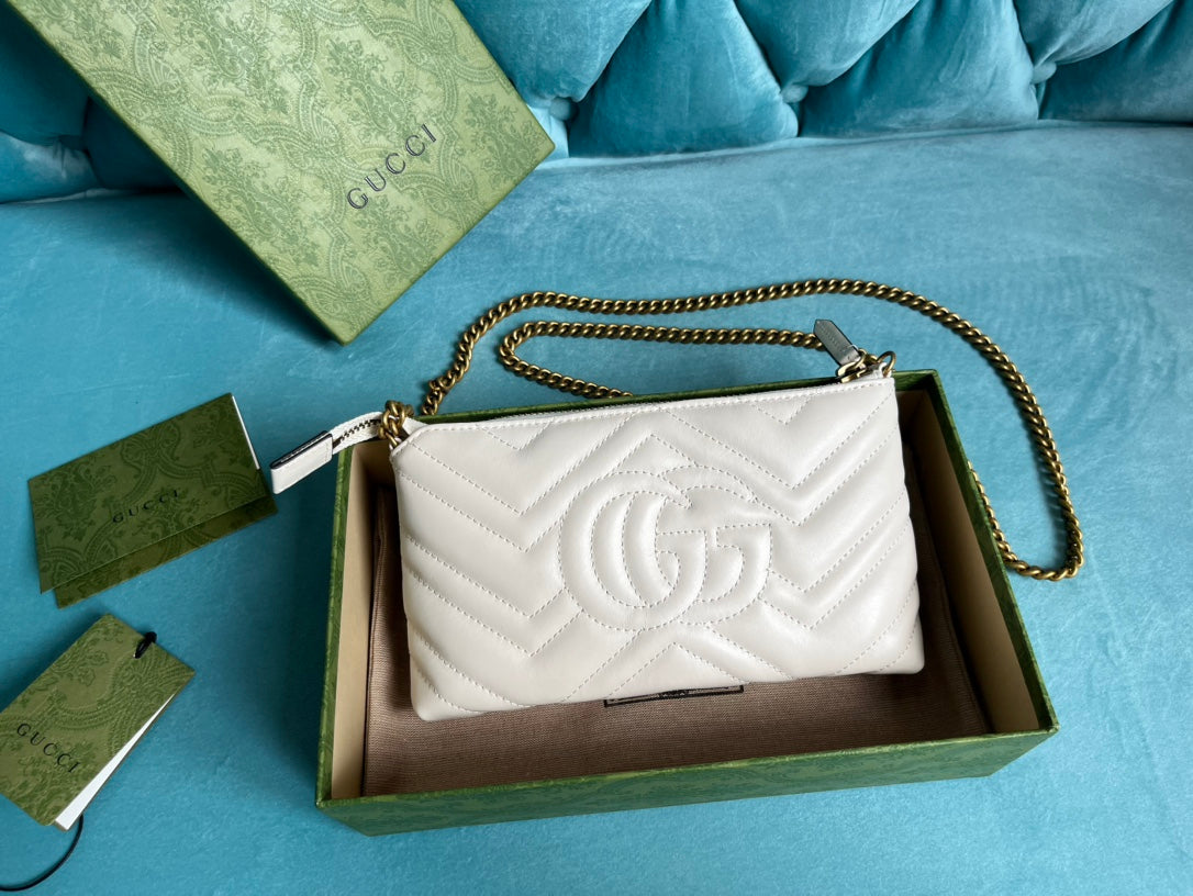 GG MARMONT MINI 22 HANDBAG IN WHITE CALFSKIN