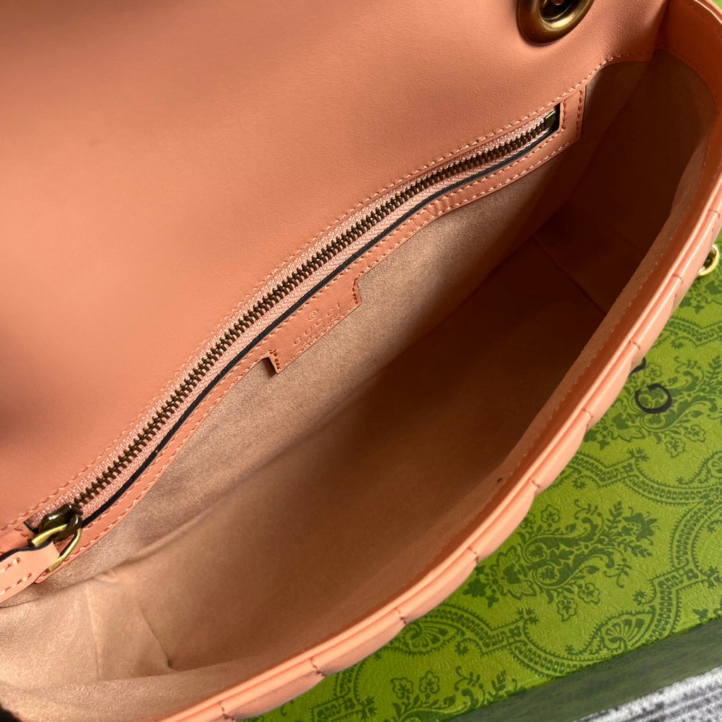 GG MARMONT 26 CLASSIC BAG IN PEACH PINK CALFSKIN