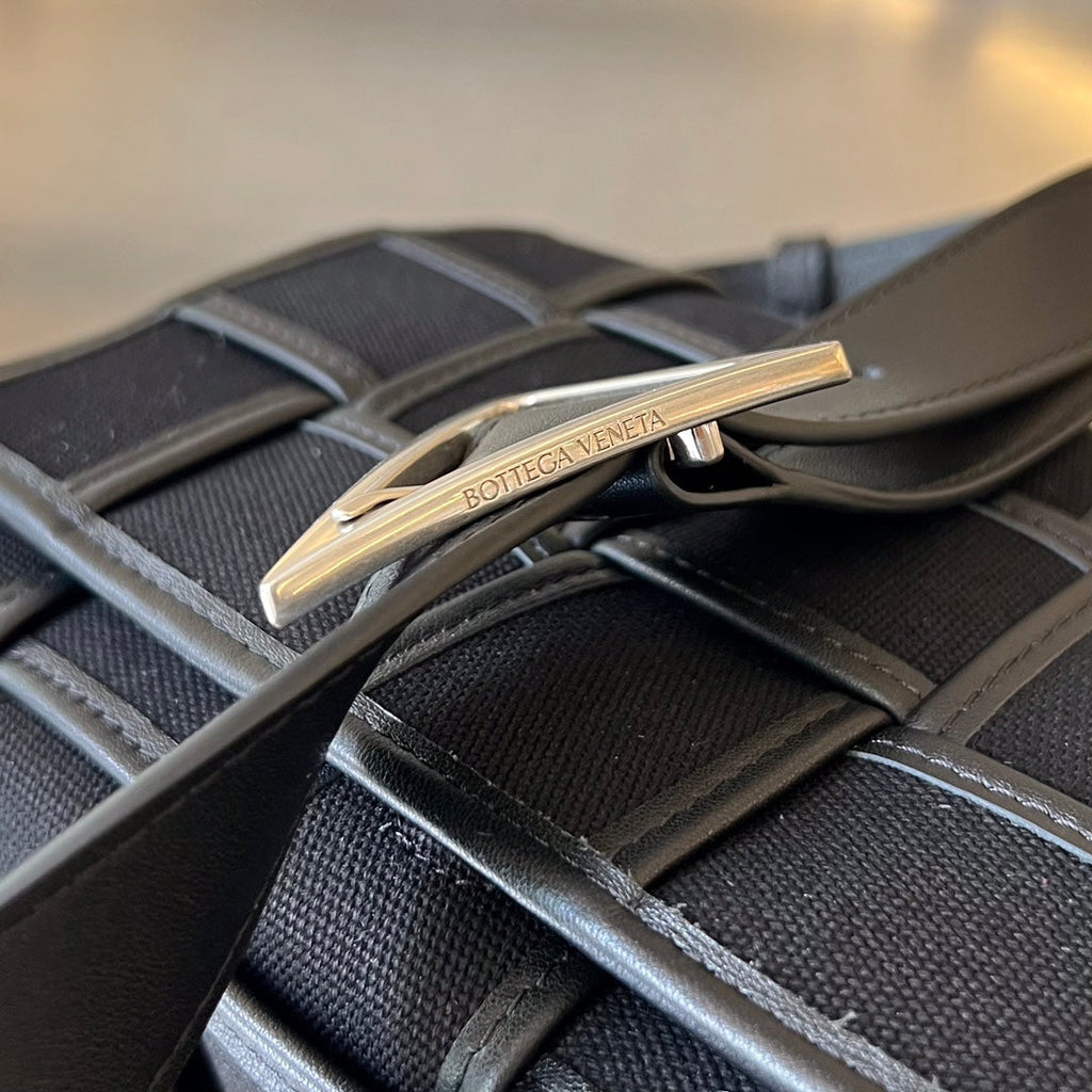 SMALL CASSETTE 23 IN BLACK CANVAS AND CALFSKIN TRIM