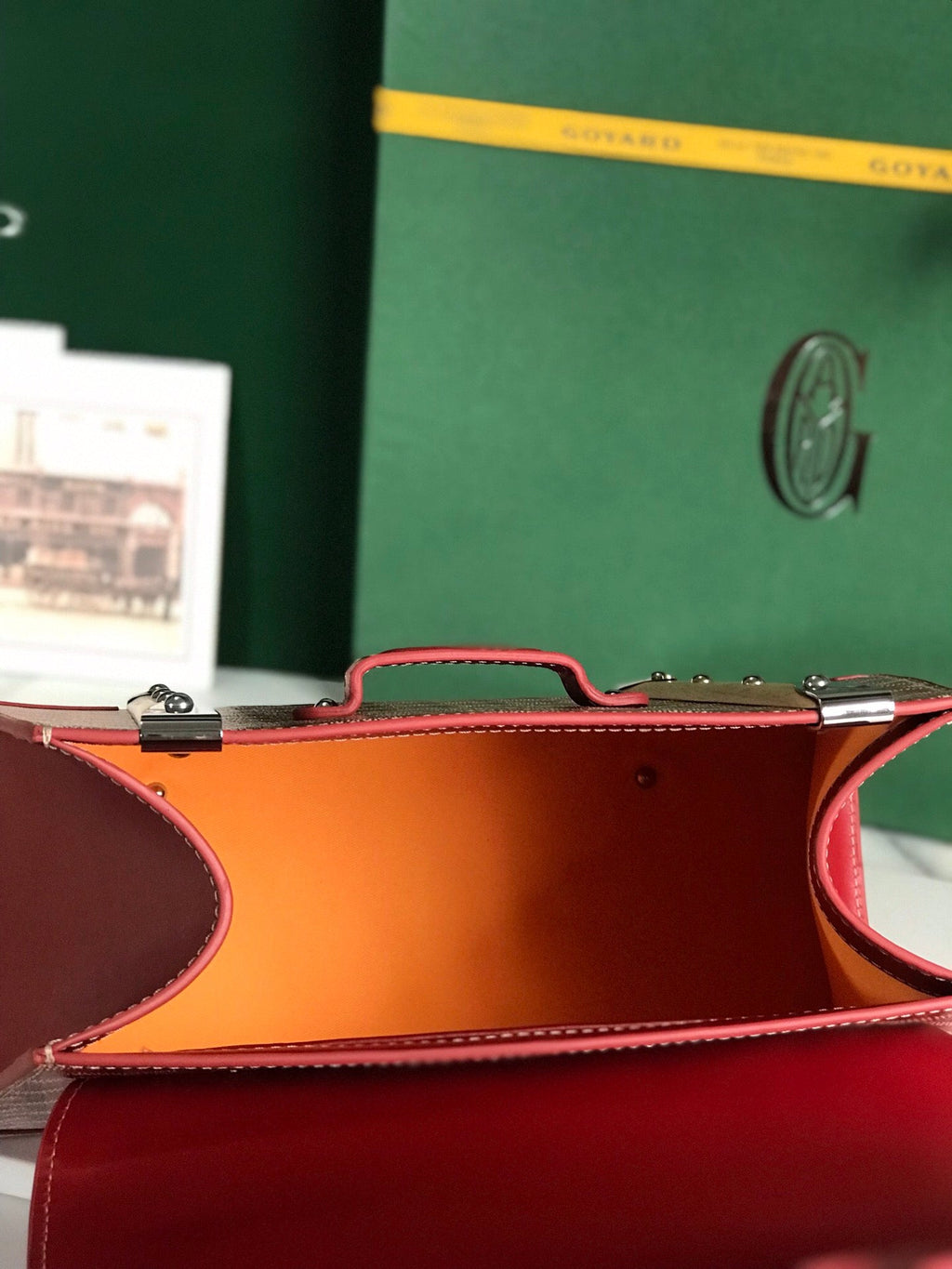SAÏGON PM BAG 28 IN PERSIAN RED GOYARDINE CANVAS AND CALFSKIN