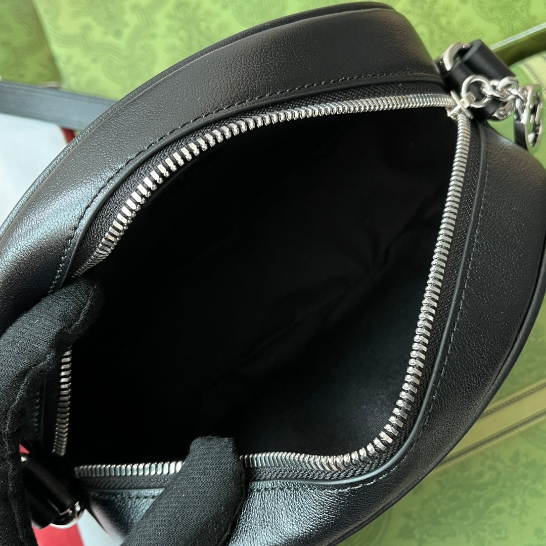 SMALL BLONDIE OVAL SHOULDER BAG 20 IN BLACK CALFSKIN