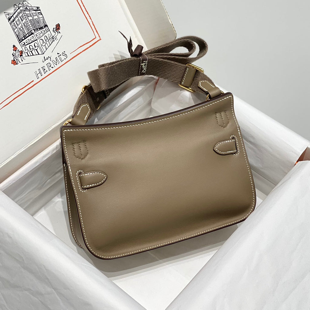 HM JYPSIERE SHOULDER BAG 23 IN WOOD BROWN CALFSKIN GOLD HARDWARE