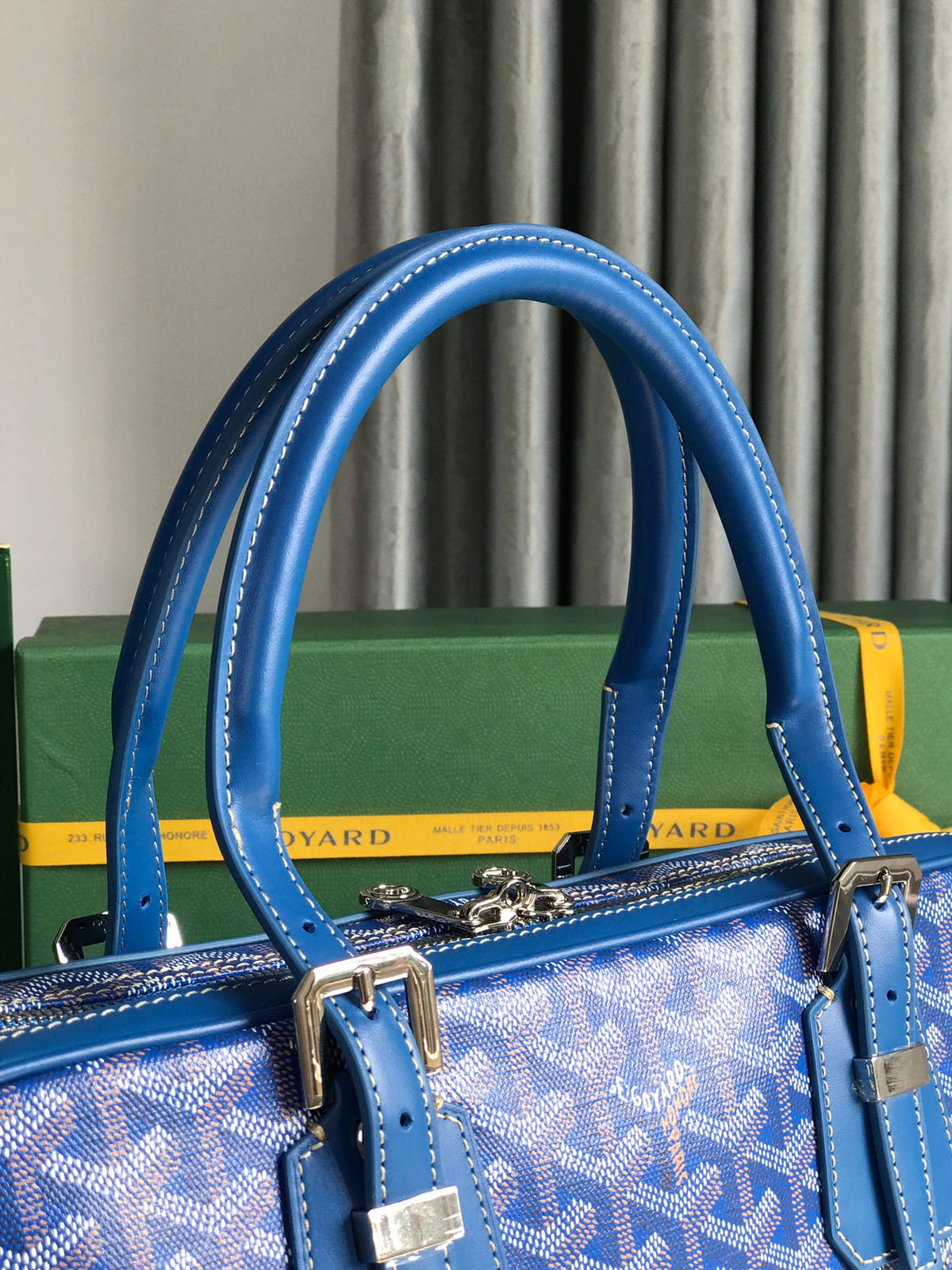 AMBASSADE DOCUMENT CASE 35 IN SAPPHIRE BLUE GOYARDINE CANVAS