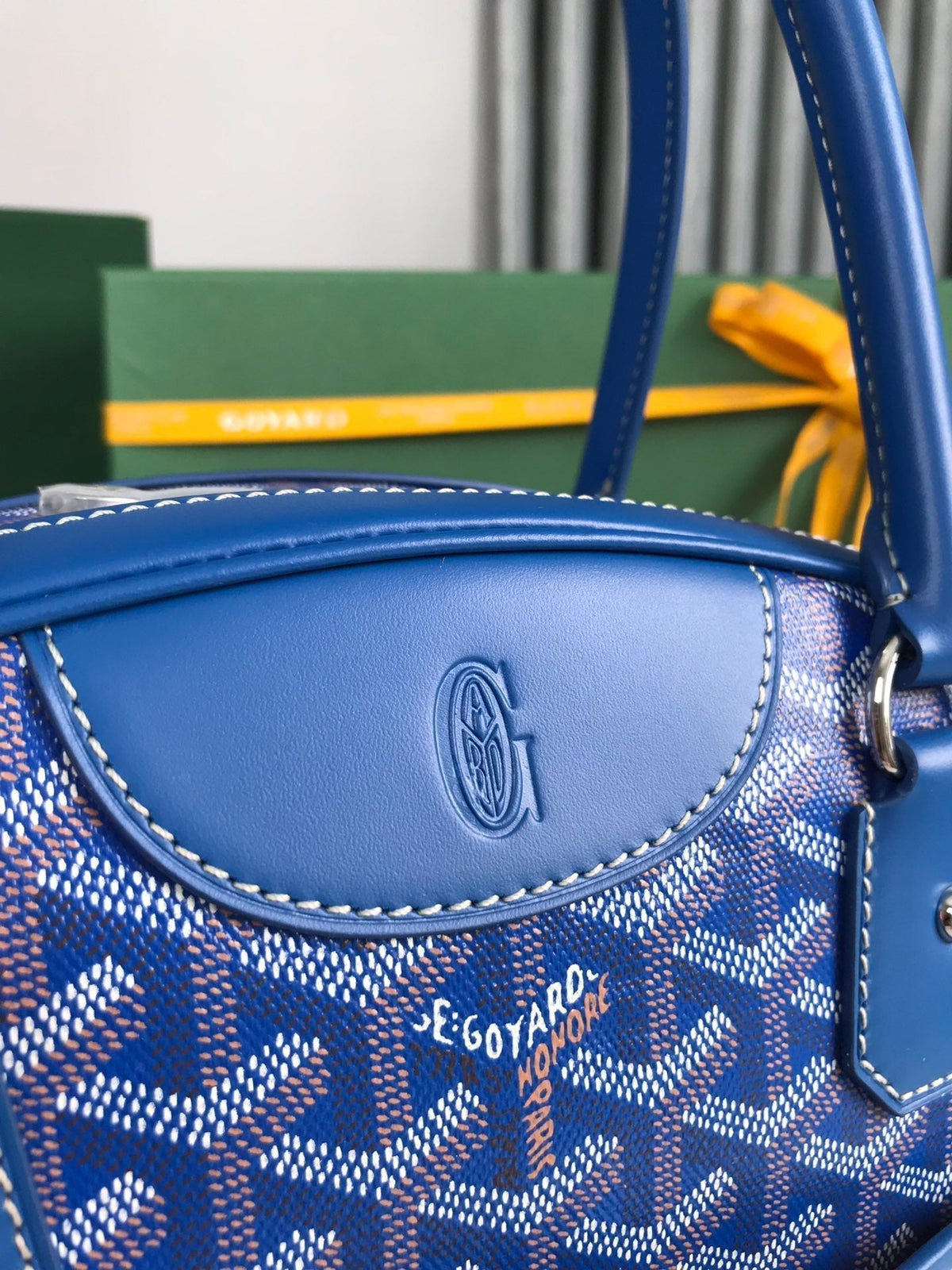 SAINT JEANNE BAG 35 IN AZURE BLUE GOYARDINE CANVAS AND CALFSKIN