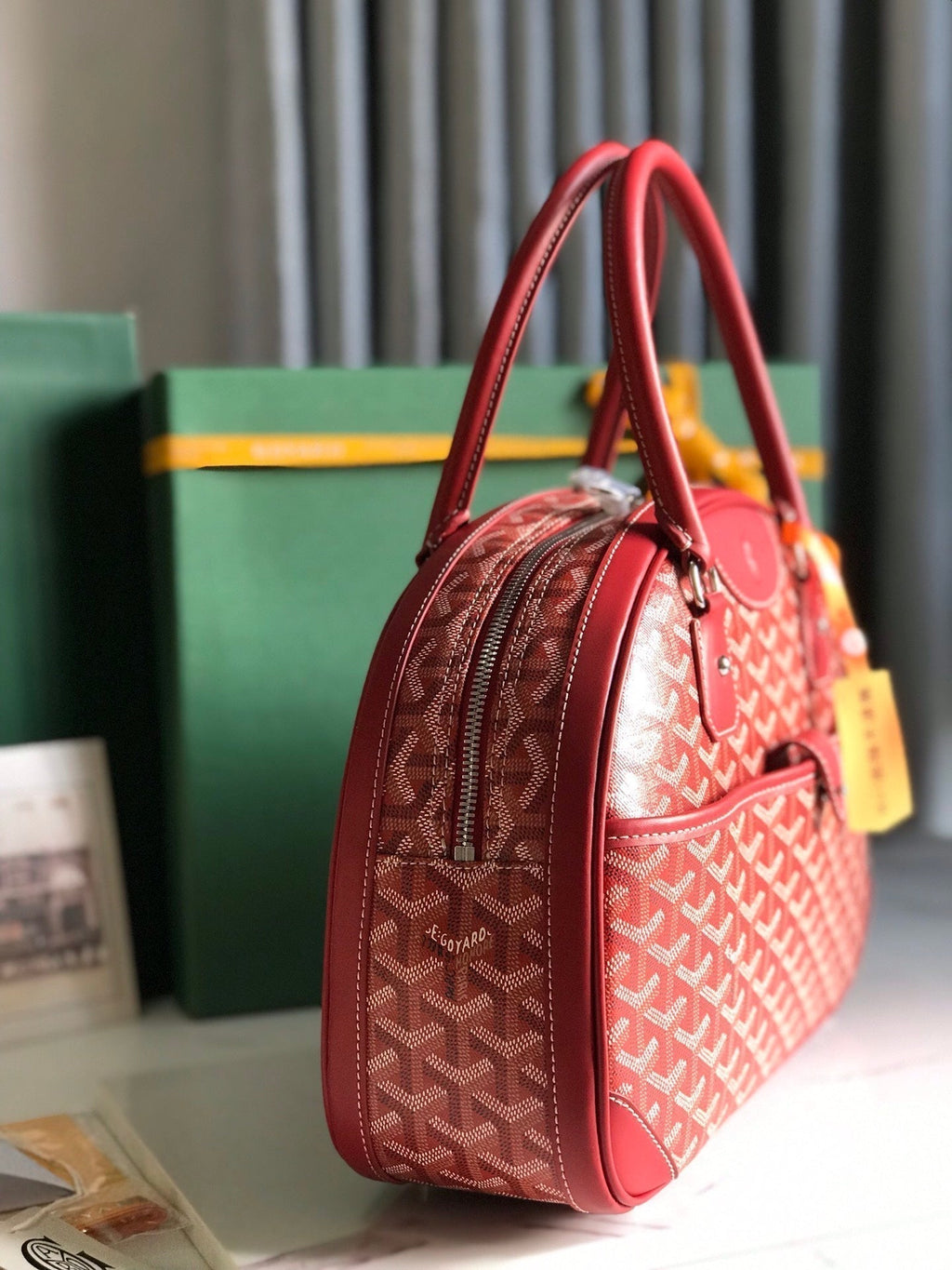 SAINT JEANNE BAG 35 IN RED GOYARDINE CANVAS AND CALFSKIN