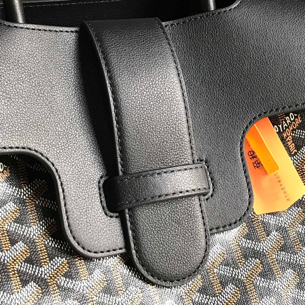 SAIGON SOUPLE BAG 34 IN BLACK GOYARDINE CANVAS AND CALFSKIN