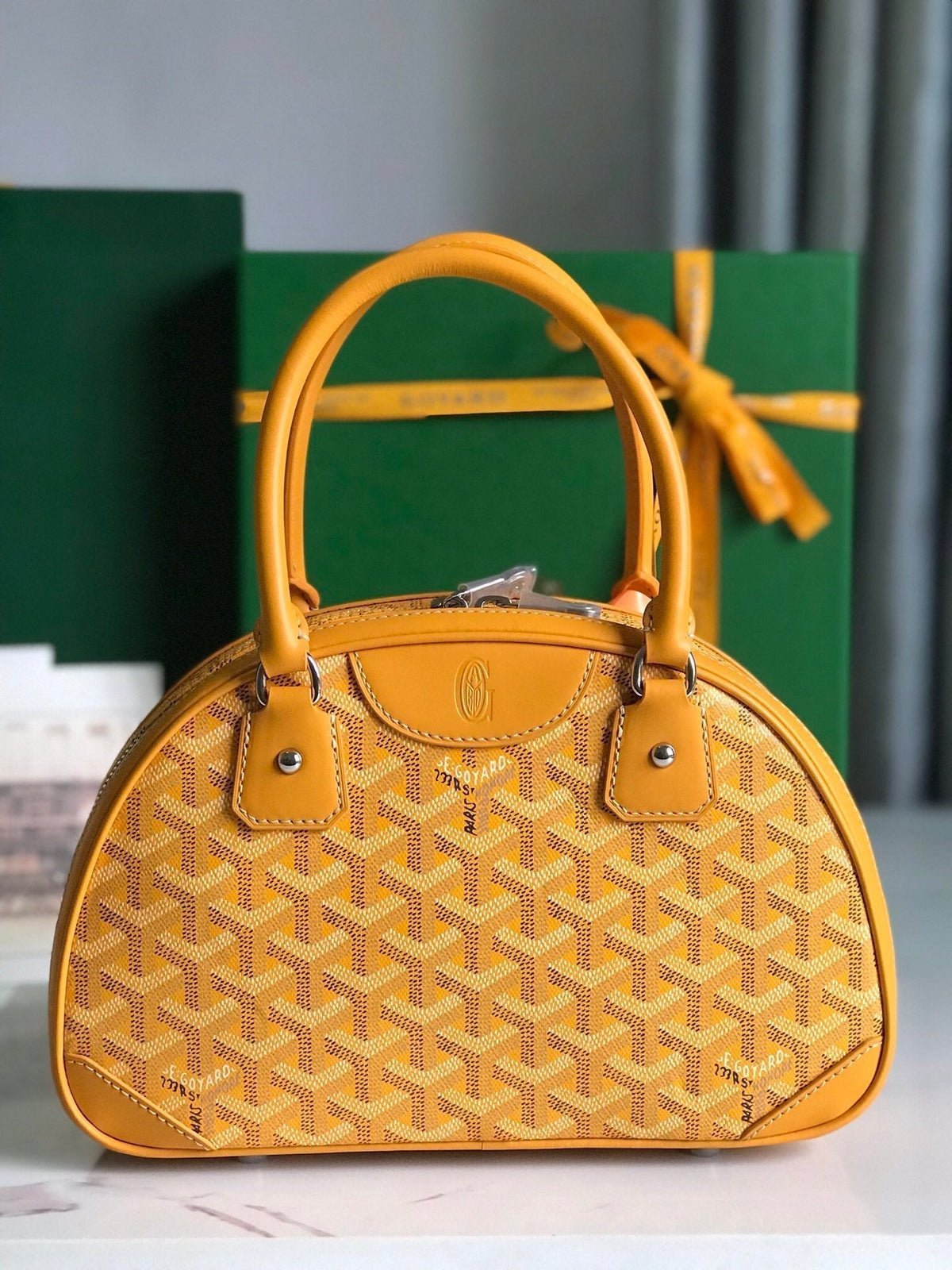 SAINT JEANNE MINI BAG 26 IN YELLOW GOYARDINE CANVAS AND CALFSKIN