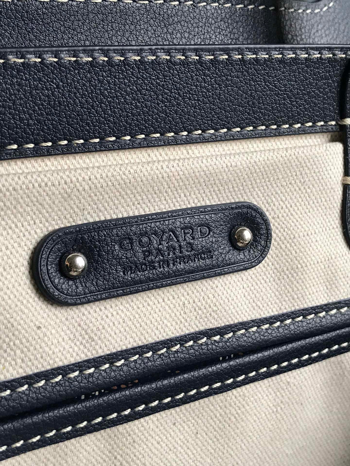 SAIGON SOUPLE BAG 34 IN NAVY BLUE GOYARDINE CANVAS AND CALFSKIN