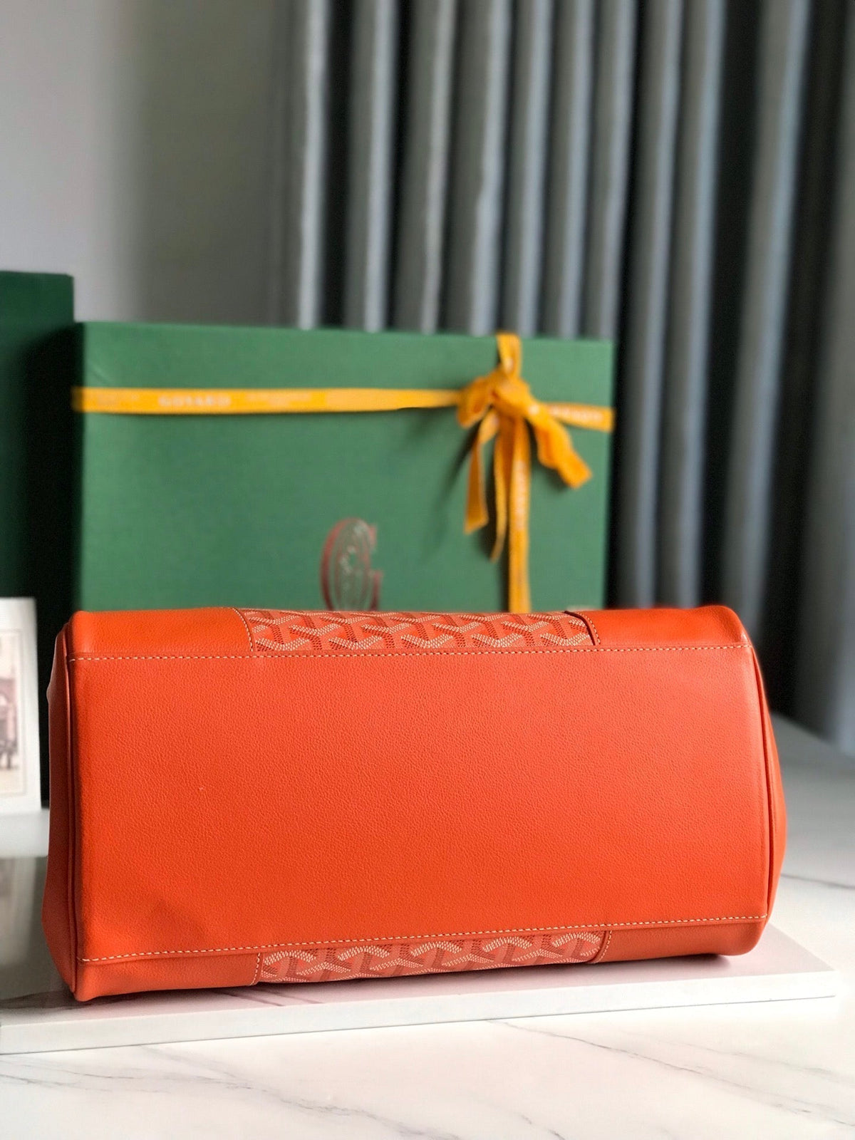 SAIGON SOUPLE BAG 34 IN RED ORANGE GOYARDINE CANVAS AND CALFSKIN