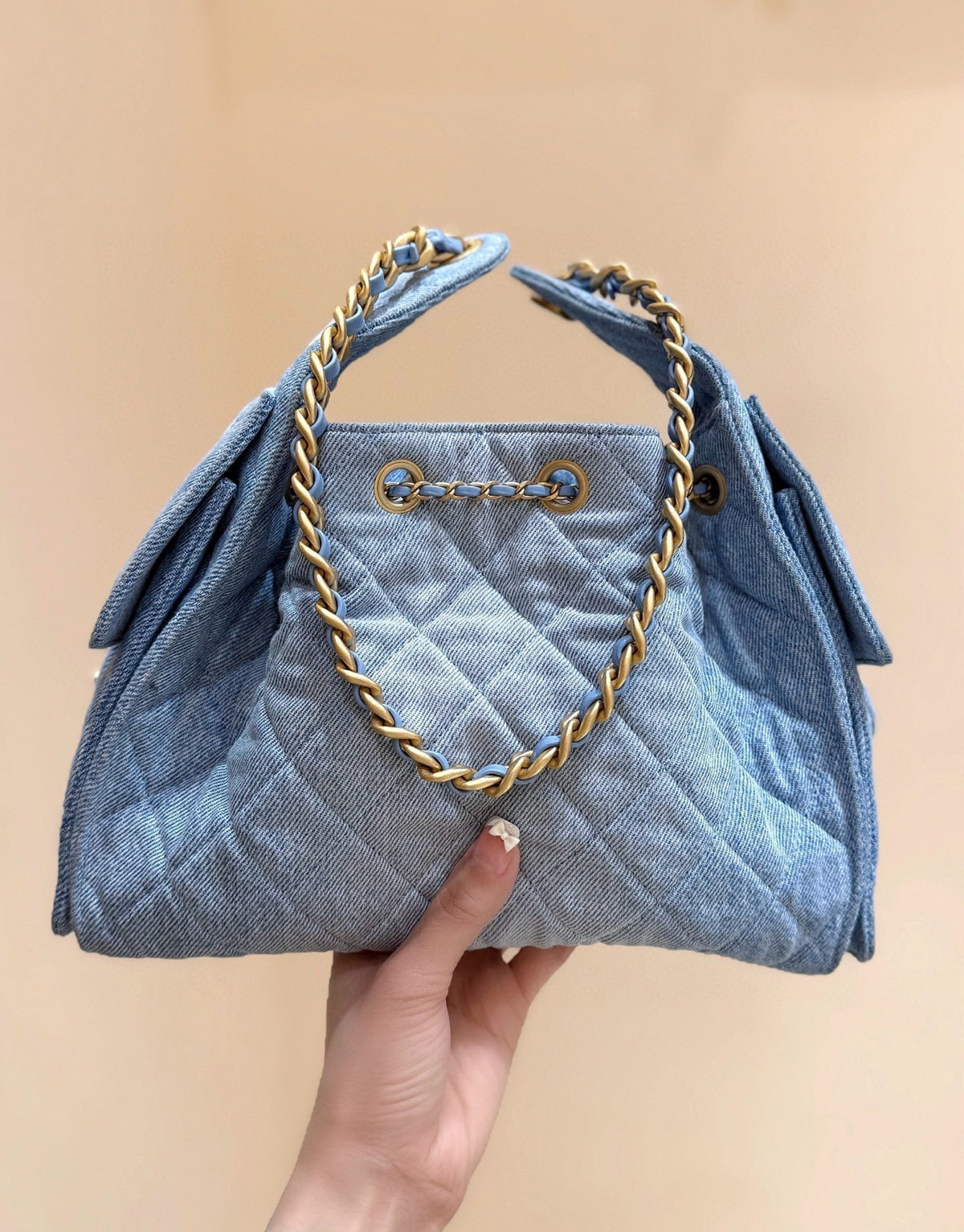 CC 25 HANDBAG IN BLUE 30 DENIM GOLD HARDWARE