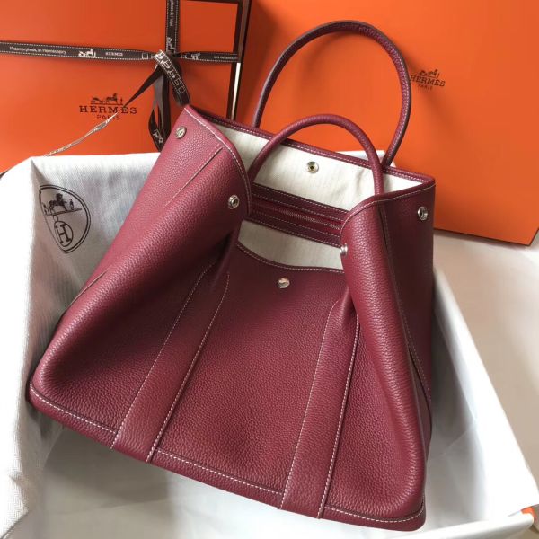 HERM Garden Party 36 Bag In Bordeaux Clemence Leather