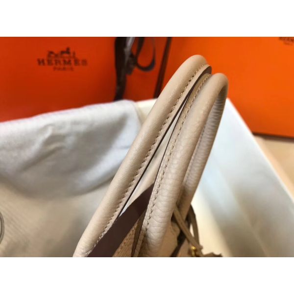 HERM Birkin 25cm Bag In Beige Clemence Leather GHW