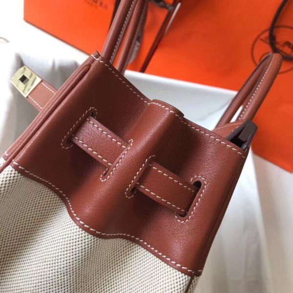 HERM Birkin 35cm Canvas Bag With Barenia Leather GHW