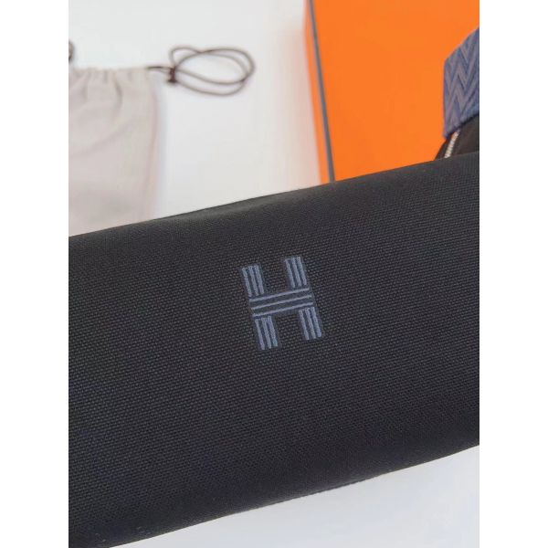 HERM Bride-a-Brac Large Case in Black Canvas with Zigzag Motifs
