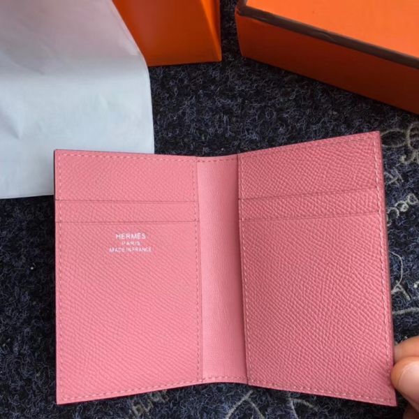 HERM MC¬≤ Euclide Card Holder In Pink Epsom Leather