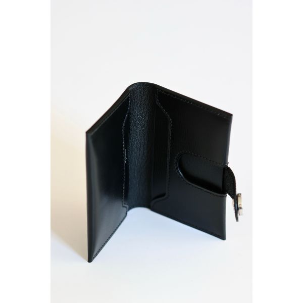 HERM R.M.S Card Holder in Black Box Calfskin
