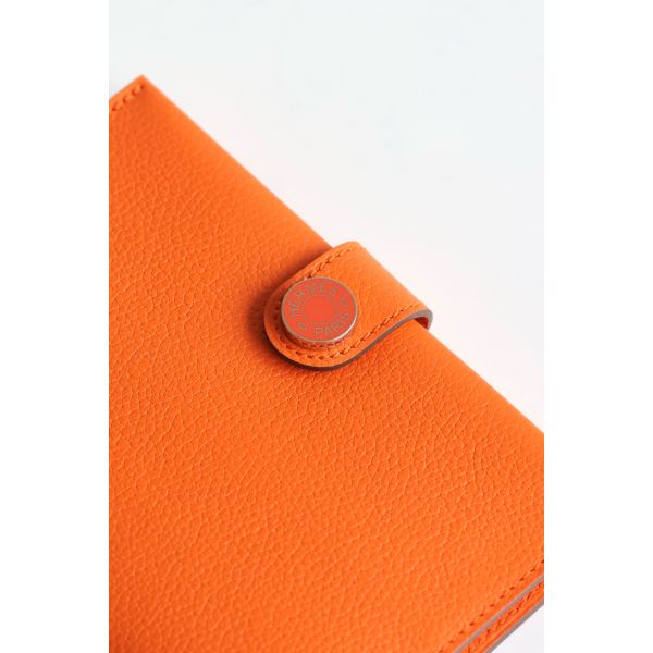 HERM R.M.S Passport Holder in Orange Evercolor Calfskin
