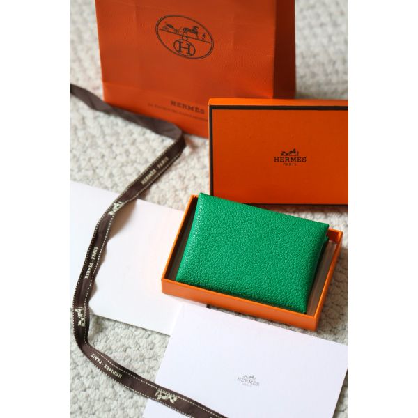 HERM Calvi Duo Verso Card Holder in Menthe Mysore Goatskin