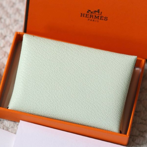 HERM Calvi Duo Verso Card Holder in Vert Fizz Mysore Goatskin