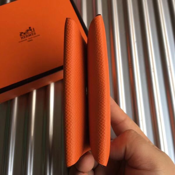 HERM Calvi Card Holder In Orange Epsom Leather