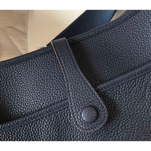 HERM Evelyne III 29 PM Bag In Dark Blue Clemence Leather