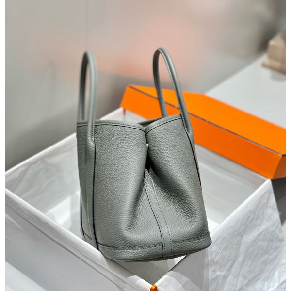 HERM Garden Party 30 Bag In Gris Meyer Taurillon Leather