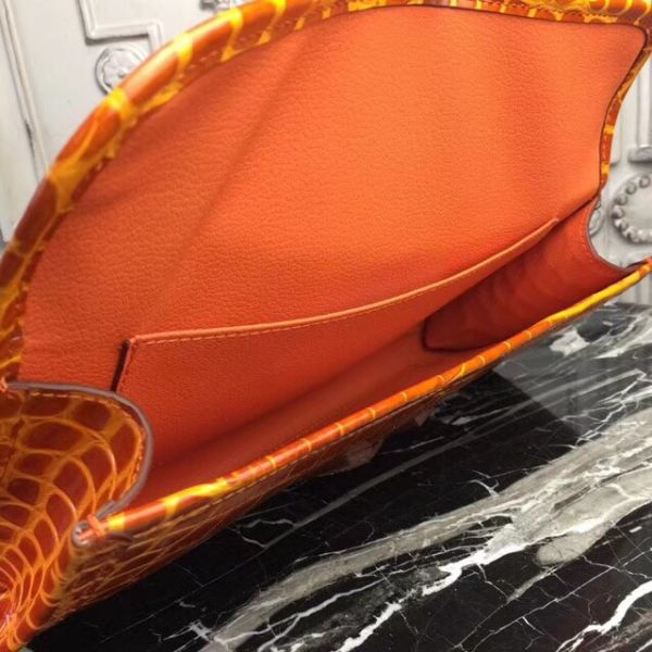 HERM Jige Elan 29 Clutch In Orange Crocodile Leather