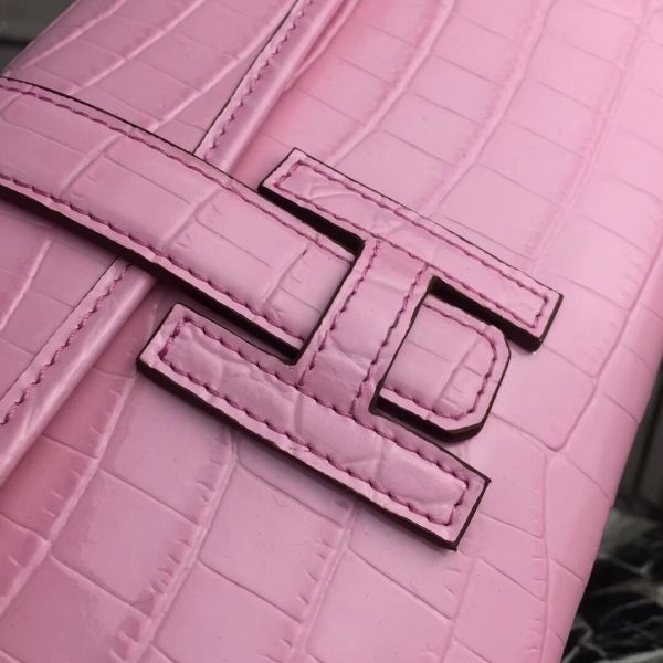 HERM Jige Elan 29 Clutch In Pink Crocodile Leather