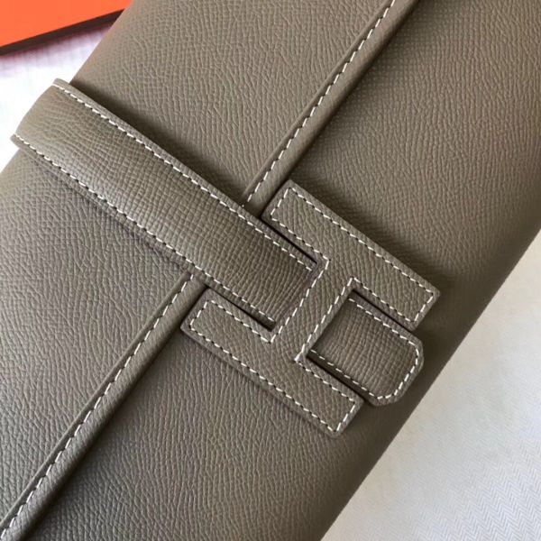 HERM Jige Elan 29 Clutch In Taupe Grey Epsom Leather